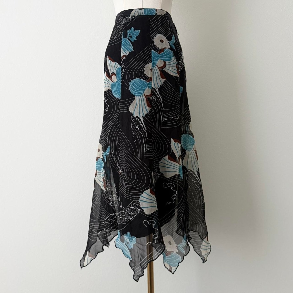 Y2K Fairy Core Whimsy Asymmetrical Skirt M Vintage Handkerchief Hem Flowy